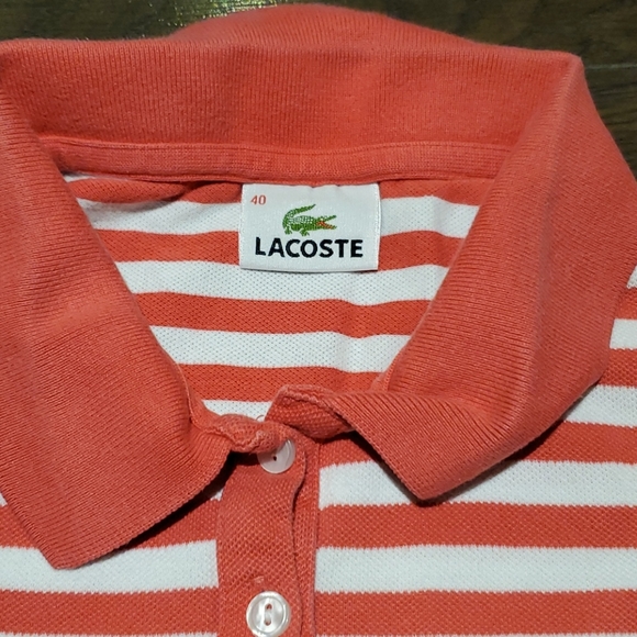 Girl's Lacoste Short Sleeve Striped T-Shirt Pink - Picture 3 of 5